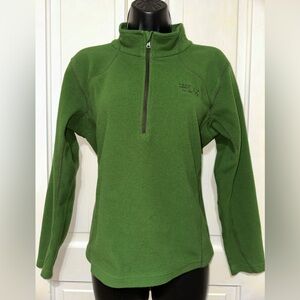 Mountain Hardwear Size L Boys Small Woman Green Athletic 1/4 Zip Fleece Pullover